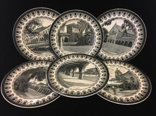 Set Of 6 Copeland Spode Stanford University Dinner Plates Different & Rare Look
