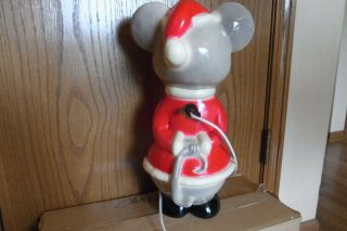 Vintage Union Products Hard Plastic Santa Mouse Xmas Lighted Blow Mold - Orig Box 4