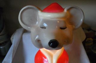 Vintage Union Products Hard Plastic Santa Mouse Xmas Lighted Blow Mold - Orig Box 7