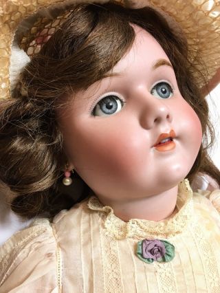 Antique 28” Heinrich Handwerck Simon & Halbig Doll Pierced Ears German Bisque 2