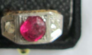 Gents Vintage Deco Ruby And Diamond Signet Ring Size M1/2 9.  8 Grams Not Scrap