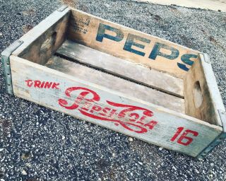 Very Rare Vintage 1976 Pepsi Cola Script Wood Soda Pop Crate Charleston Sc