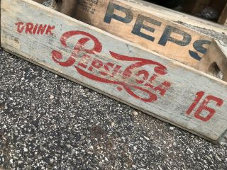 Very Rare Vintage 1976 Pepsi Cola Script Wood Soda Pop Crate Charleston SC 2