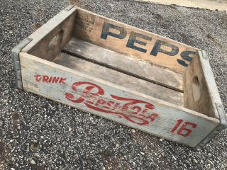 Very Rare Vintage 1976 Pepsi Cola Script Wood Soda Pop Crate Charleston SC 5