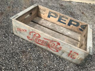 Very Rare Vintage 1976 Pepsi Cola Script Wood Soda Pop Crate Charleston SC 8