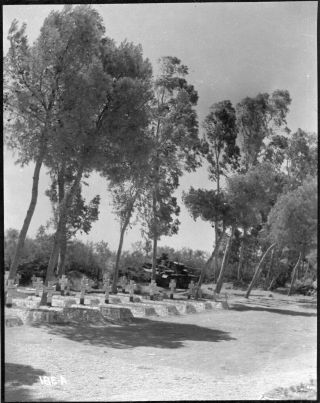 Wwii 1943 4th Field Hospital - German Panzer Near Cemetery,  Southern France