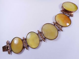 Antique Georgian Pinchbeck Agate (?) WIDE Bracelet Unusual Color Orange/Yellow 3