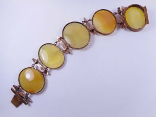 Antique Georgian Pinchbeck Agate (?) WIDE Bracelet Unusual Color Orange/Yellow 4