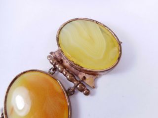 Antique Georgian Pinchbeck Agate (?) WIDE Bracelet Unusual Color Orange/Yellow 8