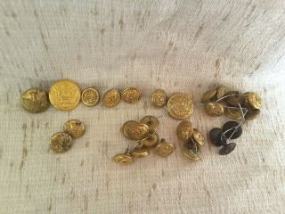 29 Vintage US Military WWI and WWII Military Uniform Buttons,  various makers 2