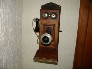 Antique Vtg Stromberg - Carlson Telephone Oak Wood Hand Crank Wall Box Early 1900s