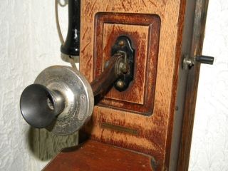 Antique VTG STROMBERG - CARLSON Telephone Oak Wood Hand Crank Wall Box early 1900s 3