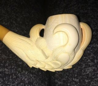 Vintage Meerschaum By Pioneer Eagle Claw Bowl Pipe With Case Unsmoked