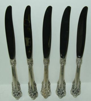5 Wallace Grande Baroque Sterling Silver 9 " Dinner Knives
