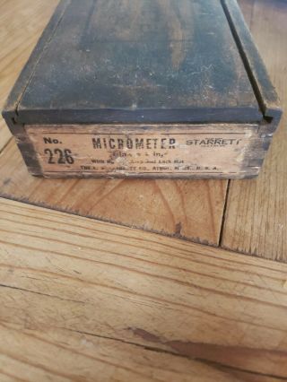 Vintage STARRETT MICROMETER Box set Machinist Tool Wood collector ' s 4