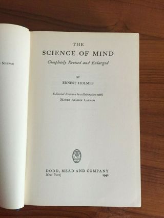 The Science Of Mind Ernest Holmes Signed In 1941 Vintage Collectible