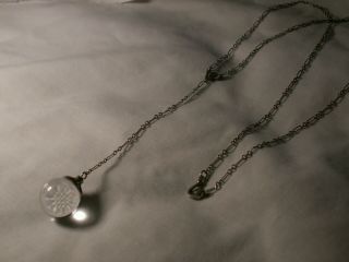 Art Deco Sterling Silver,  Rock Crystal Quartz Pool Of Light Ball Lariat Necklace