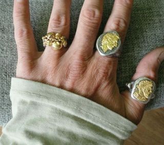 Antique Victorian Memento Mori Skull & Bones gold silver ring Unique stunning 3