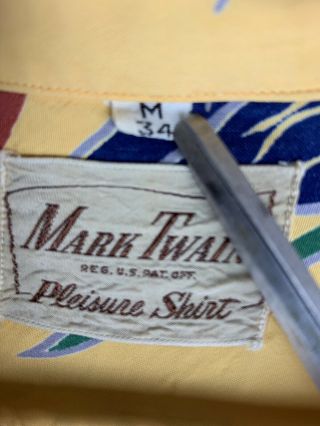Vtg 40 ' s/50 ' s Mark Twain Pleisure Hawaiian Loop Collar Men ' s Medium Long Sleeve 2