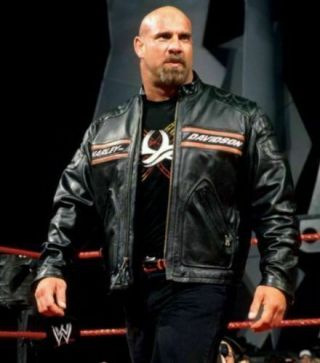 WWE Bill Goldberg Vintage Black Motorcycle Leather Jacket 4