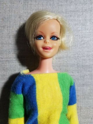 Vintage 1967 Mattel Barbie Twiggy Tnt Doll Bendable Legs In Outfit