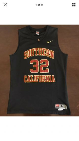 Nike Usc Southern California Trojans Oj Mayo Basketball Jersey Sz Large Vtg Rare
