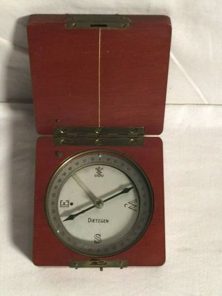Vintage Antique Dietzgen Engineers Compass Wood Case 1900s