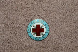 Ww2 American Red Cross Volunteer Badge " Sterling " Marked,  Pin Back
