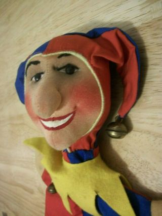 Vintage Kersa Germany JESTER HAND PUPPET Ponchinello? Metal Tag Glass? Eyes 3