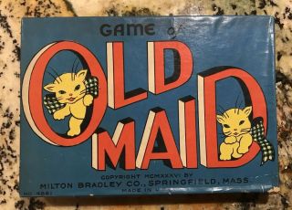 Vintage Old Maid Game With Showman/rabbits Card Backs Cats On Box