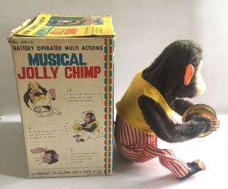 Vintage Daishin Musical Jolly Chimp Monkey With Box Mostly 4