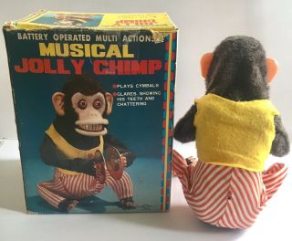Vintage Daishin Musical Jolly Chimp Monkey With Box Mostly 5
