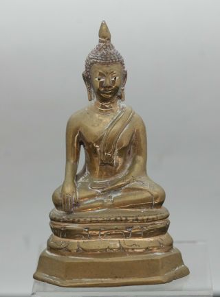 Vintage Primitively Casted Thai Brass Buddha Statue