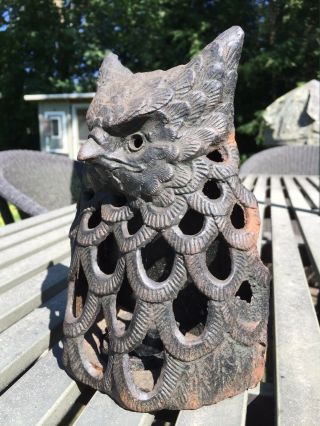 Vintage CAST IRON OWL LANTERN - Wall Mount or Table Top - Made in Japan 3