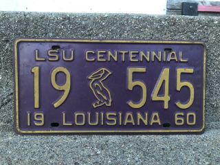 1960 Louisiana Lsu Centennial License Plate - Vintage Antique Ford Chevy - La