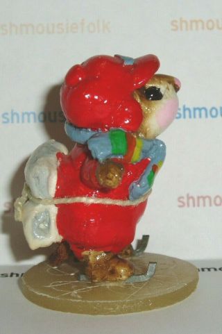 Vintage Wee Forest Folk Ms - 08 Skater Mouse Red With Pillow