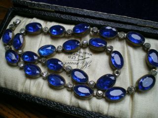 Antique Georgian Sapphire Bristol Blue Paste Flat Back Riviere Necklace