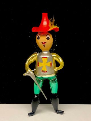 Figural Antique Vintage Christmas Ornament 1920s - 1930s Glass Knight 3 Musketeer