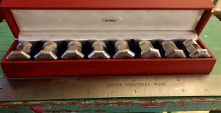 Vintage Cartier Sterling Silver Salt And Peppers Shakers Set Of 8 - Box