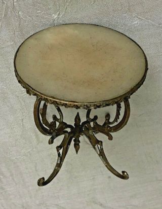 Antique Round Doll House Table of Alabaster & Ormolu - 2 1/2 