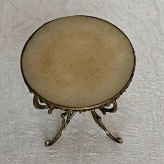 Antique Round Doll House Table of Alabaster & Ormolu - 2 1/2 