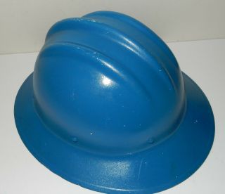 vtg white painted blue FULL BRIM SAFARI fiberglass BULLARD 502 Hard Hat 2