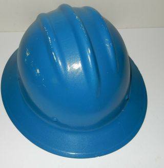 vtg white painted blue FULL BRIM SAFARI fiberglass BULLARD 502 Hard Hat 3