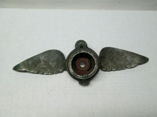 Vintage 1930 ' s Raidiator Cap / Hood Ornament Moto Meter With Wings Incomplete NR 3