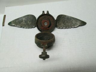 Vintage 1930 ' s Raidiator Cap / Hood Ornament Moto Meter With Wings Incomplete NR 5