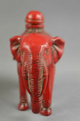 ASIA CORAL CARVE LIFELIKE ELEPHANTS RARE DELICATE LUCKY AMUSING SNUFF BOTTLE 5