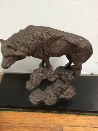 Vintage Bronze Wolf Sculpture 2