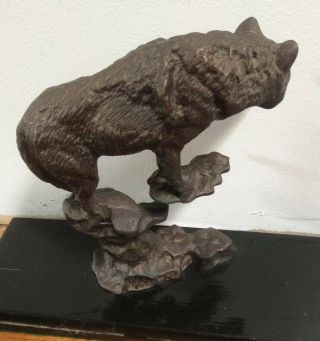 Vintage Bronze Wolf Sculpture 4