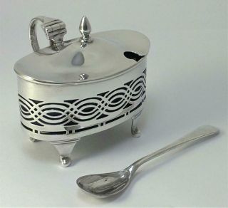 Antique Hallmarked Sterling Silver Mustard Pot & Liner – 1915 (2)