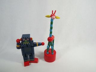 Pop Push Up Wooden Giraffe Finger Puppet & Toy Co Wooden Robot